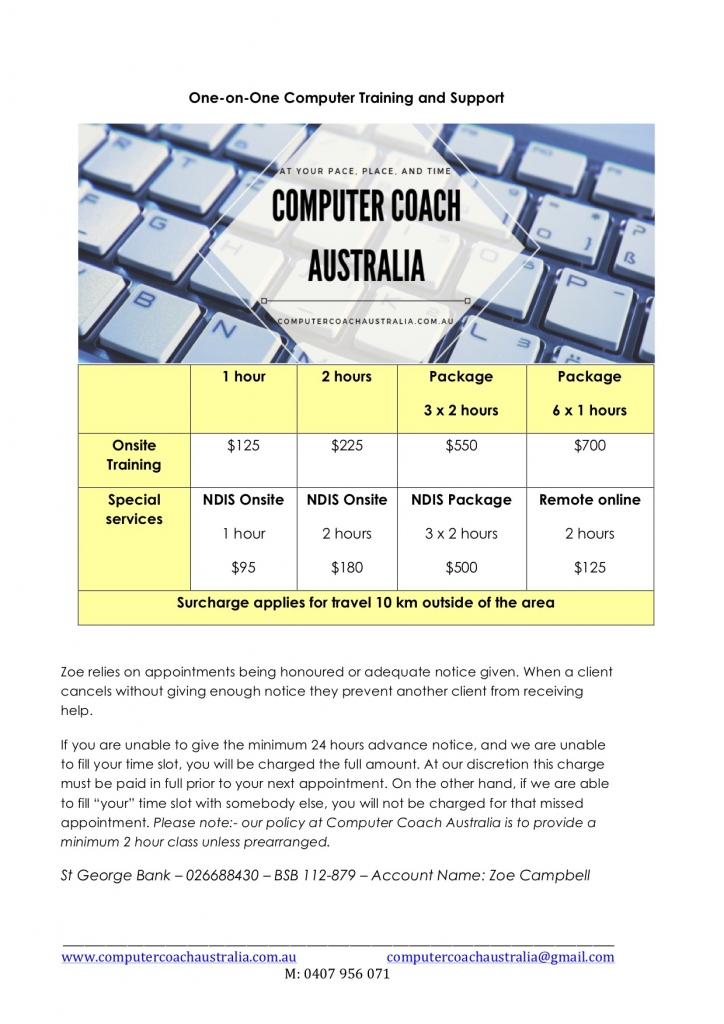 Computer Coaching fees